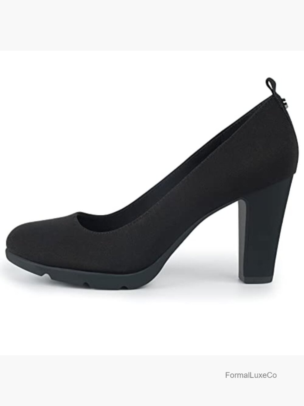 Women's Pumps Closed Round Toe Block High Heels 3 inch Leather Pump Shoes - Picture 4 of 7